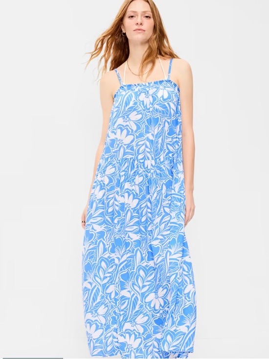 Old Navy Dresses & Skirts - Old Navy Blue and White Floral Maxi Cover-Up Dress